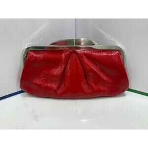HOBO International Red Shiny Patent Leather Clutch Beautiful Designer Handbag